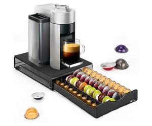 Vinsani Coffee Capsule Storage Drawer Tray - Space Saving Coffee Pod Holder for 40 Capsules Organiser with Mesh Non-Slip Feet Compatible with Vertuoline Dolce Gusto K-Cup Nespresso