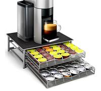 Vinsani 72 Capsules Coffee Pod Storage with 2 Sliding Drawers - Non Slip Surface Stackable Holder Organiser Box Coffee Capsules Tray Coffee Machine Stand for Dolce Gusto Coffee Pods, 2 Tier
