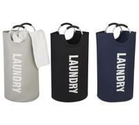 Vinsani Collapsible and Foldable Laundry Hamper Bag with Carrying Handle : BLUE