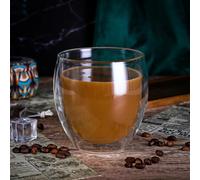 Vinsani ARC Double Walled Coffee Drink Glasses 380ml Set of 2 Heat Cold Resistant Minimalist Aesthetic Clear Borosilicate Glass Cup Latte Macchiato Cappuccino Dessert Ice Cream Hot and Cold Drinks