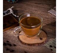 Vinsani Vaso Double Walled Coffee Drink Glasses Tea Cup Mug 290ml Set of 2 Heat Cold Resistant Aesthetic Clear Borosilicate Glass with Handle Cappuccino Latte Tea Dessert Hot and Cold Drinks