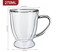 Vinsani VERRE Double Walled Coffee Drink Glasses Tea Cup Mug 270ml Set of 2 Heat Cold Resistant Aesthetic Clear Borosilicate Glass with Handle Cappuccino Latte Tea Dessert Hot and Cold Drinks