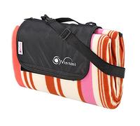 Vinsani Foldable Picnic Blanket 200 x 200 cm - Anti-Slip, Durable Waterproof & Sand Proof Outdoor Rug Mat for Camping, Beach, Hiking, Park & Garden, Easy to Carry, Machine Washable | Pink Stripe