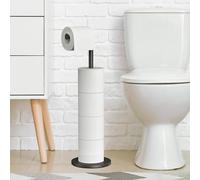 Vinsani Freestanding Toilet Roll Holder Bathroom Stand Paper Roll Holder Heavy Base Stainless Steel Free Standing Storage Dispenser Holds 5 Rolls Anti-Rust Pedestal for Toilet Bathroom (Black)