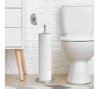 Vinsani Freestanding Toilet Roll Holder Bathroom Stand Paper Roll Holder Heavy Base Stainless Steel Free Standing Storage Dispenser Holds 5 Rolls Anti-Rust Pedestal for Toilet Bathroom (Grey)
