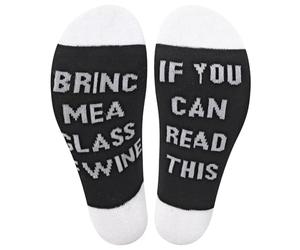 Vinsani® Funny Wine Socks - 'If You Can Read This, Bring Me A Glass of Wine' - Cozy Novelty Ankle Socks for Women & Men, Fun Birthday, Christmas, Secret Santa