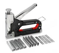 Vinsani 3 in 1 Heavy Duty Staple Kit for Upholstery Industrial Grade Stainless Steel Metal Stapler 3 Way Tacker Gun with 200 Pcs D-Staples, 200 Pcs U-Staples, 200 Pcs T-Nails - Silver