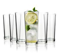Vinsani Set of 6 Traditional Highball Glasses - 250ml (8.8oz) Hiball Glassware for Water, Juice, Beer, Gin & Tonic, Cocktails and Cold Drinks