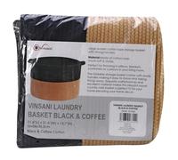 Vinsani Laundry Basket Natural Cotton Hand-Woven Rope Hamper Two Tone Scandinavian Home Décor Minimalist Aesthetic Storage For Clothes Baby Toys Nursery Bathroom and Bedroom Use - Black & Coffee