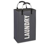 Vinsani Laundry Hamper Collapsible Bag Foldable Cloth Basket Portable Storage Bin with Carry Handles for Bathroom Bedroom, Dark Grey
