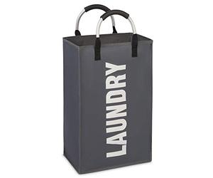 Vinsani Laundry Hamper Collapsible Bag Foldable Cloth Basket Portable Storage Bin with Carry Handles for Bathroom Bedroom, Dark Grey