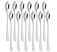 Vinsani Long Handle Latte Spoons, Set of 12 Stainless Steel Spoons Coffee Tea Dessert Silverware Ideal for Latte Coffee, Espresso, Hot Chocolate, Desserts & Ice Cream- 20cm / 7.8 inch (Silver)
