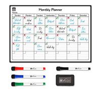 Vinsani Monthly & Weekly Whiteboard A3 Size - Make Notes, Lists, Memos, Menus. for Home, School, Office and Kitchen Use with 4 Free Magnetic Dry Wipe Pens and Magnetic Eraser (Monthly)