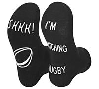 Vinsani Novelty Ankle Socks for Rugby Fans, Soft, Warm & Comfy Material | Fun 'Shhh! I'm Watching Rugby' Themed Design, One-Size Fits, Fathers Day, Birthday, Christmas or Valentine Gift