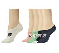 Vinsani® Smile Print Plain Ankle Socks 5 Pairs Pack - Multi Coloured OneSize Fits All Cotton Ankle Sneaker Trainer Socks