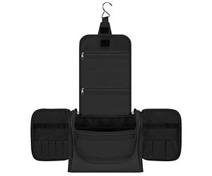 Vinsani Premium Toiletry Bag Large Capacity Many Compartments Hygiene Wash Bag Bathroom Shower Portable Hanging Travel Organiser for Men & Women Waterproof Cosmetic Makeup Toiletries - Black
