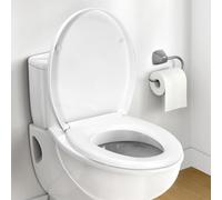 Vinsani Quick Release Toilet Seat Soft Close Thermoset Lid with Push Button Detach Anti-Slip Bumpers Easy Clean Hinges | Universal Bathroom Bowl Seating Fit for O Shaped Toilets - 43 x 36 x 12.5 cm