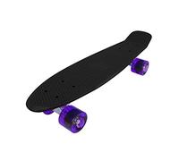 Vinsani® Retro Cruiser Plastic Skateboard 22" X 6" Available In Various Deck Colours with Transparent or Solid Coloured Wheels Includes a Free Carry Bag for the Skateboard