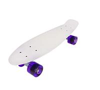 Vinsani Retro Cruiser Plastic Skateboard 22" X 6" Clear Deck with Purple Transparent Coloured Wheels