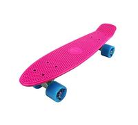 Vinsani Retro Cruiser Plastic Skateboard 22" X 6" Pink Deck with Blue Solid Coloured Wheels