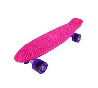 Vinsani Retro Cruiser Plastic Skateboard 22" X 6" Pink Deck with Purple Transparent Coloured Wheels