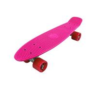 Vinsani Retro Cruiser Plastic Skateboard 22" X 6" Pink Deck with Red Solid Coloured Wheels