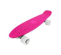 Vinsani Retro Cruiser Plastic Skateboard 22" X 6" Pink Deck with White Solid Coloured Wheels