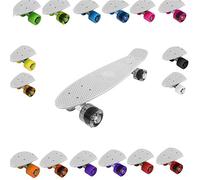 Vinsani Retro Cruiser Plastic Skateboard 22" X 6" White Deck with Clear Transparent Coloured Wheels