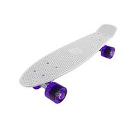 Vinsani Retro Cruiser Plastic Skateboard 22" X 6" White Deck with Purple Transparent Coloured Wheels