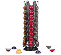 Vinsani Rotating Coffee Capsule Holder for Nespresso Vertuo, Holds 48 Pods | Durable Metal Coffee Pod Organizer Stand, Large Capacity, Non-Slip Surface Rack for Vertuoline Coffee Capsules - Black