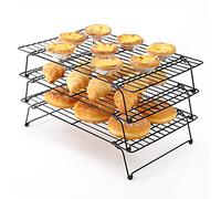 Vinsani Set of 3 High-Carbon Steel Tier Non-Stick Cooling Rack, Collapsible & Expanded Wire Rack Cooling Oven Tray