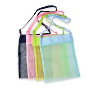 Vinsani Set of 4 Adjustable Reusable Mesh Beach Bags - Lightweight Shoulder Tote for Travel, Pool, Sand Toys, Swimming, Shopping - Adults, Teens & Kids (Blue, Green, Navy & Pink)