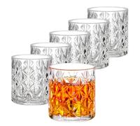 Vinsani Set of 6 Royal Whisky Tumblers 300ml Glasses Crystal Cut Transparent Vintage Whiskey Rum Cocktail Drinkware Glasses Bar Gift Set for Men Women