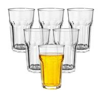 Vinsani Set of 6 Traditional 12oz Highball Glass Tumblers - 360ml Drinking Highball Stackable Glasses for Juice, Cocktails, Milkshakes