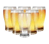 Vinsani Set of 6 Traditional Tulip Beer Glass Tumblers - 570ml (19.2oz) Clear Craft Beer Glasses Bar Pilsner Classic Pub Drinking Glasses for Parties Home Restaurants Pub and Bar
