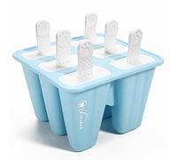 Vinsani Silicone Ice Lolly Mould 6 Cavity - Reusable Popsicle & Ice Cream Maker with Easy Release, BPA Free & FDA Approved, Non-Spill Lid, DIY Frozen Treat Mold for Kids & Adults | Blue