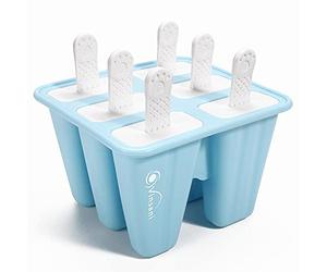 Vinsani Silicone Ice Lolly Mould 6 Cavity - Reusable Popsicle & Ice Cream Maker with Easy Release, BPA Free & FDA Approved, Non-Spill Lid, DIY Frozen Treat Mold for Kids & Adults | Blue