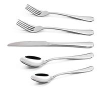 Vinsani Stainless Steel Cutlery Silverware Flatware Home Use Tableware Dinnerware Set Knife Fork Spoon Dessert Spoon, Service for 4 People, Mirror Polished - Dishwasher Safe Easy Clean (20)
