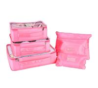 Vinsani Travel Organiser Packing Bags 6pcs Set Packing Cubes Holiday Travelling Essentials Suitcase Luggage Storage Bags Multiuse Clothes Toiletries Carry On Compression Bags - Pink