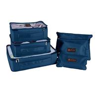 Vinsani Travel Organiser Packing Bags 6pcs Set Packing Cubes Holiday Travelling Essentials Suitcase Luggage Storage Bags Multiuse Clothes Toiletries Carry On Compression Bags - Dark Blue
