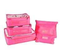 Vinsani Travel Organiser Packing Bags Set of 6 Packing Cubes Holiday Travelling Essentials Suitcase Luggage Storage Bags Multiuse Clothes Toiletries Carry On Compression Bags - Rose Red
