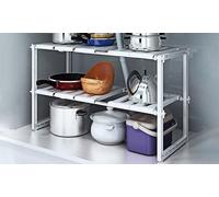 Vinsani® Under Sink 2 Tiers Expandable Kitchen Storage Multi-Functional Rack Adjustable Caddy Under Sink Organizer Storage Shelf Cabinet