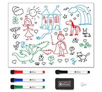 Vinsani Whiteboard 45 x 60 cm Size - Make Notes, Lists, Memos, Menus. for Home, School, Office and Kitchen Use with 4 Free Magnetic Dry Wipe Pens and Magnetic Eraser