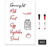 Vinsani Whiteboard A3 Size - Make Notes, Lists, Memos, Menus. for Home, School, Office and Kitchen Use with 2 Free Magnetic Dry Wipe Pens and Magnetic Eraser (29.7 x 42.8 cm)