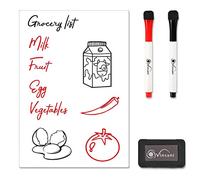 Vinsani Whiteboard A4 Size - Make Notes, Lists, Memos, Menus. for Home, School, Office and Kitchen Use with 2 Free Magnetic Dry Wipe Pens and Magnetic Eraser (29.7 x 21 cm)