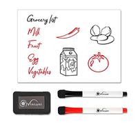 Vinsani Whiteboard A5 Size - Make Notes, Lists, Memos, Menus. for Home, School, Office and Kitchen Use with 2 Free Magnetic Dry Wipe Pens and Magnetic Eraser (14.8 x 21 cm)