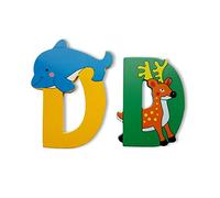 Vinsani® Wooden Jungle Animal Alphabet Letters Personalised Bedroom Wall Door Name (D)