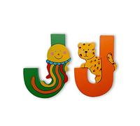 Vinsani® Wooden Jungle Animal Alphabet Letters Personalised Bedroom Wall Door Name (J)