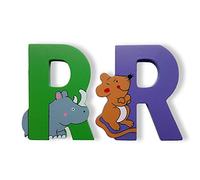 Vinsani® Wooden Jungle Animal Alphabet Letters Personalised Bedroom Wall Door Name (R)