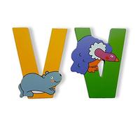Vinsani® Wooden Jungle Animal Alphabet Letters Personalised Bedroom Wall Door Name (V)